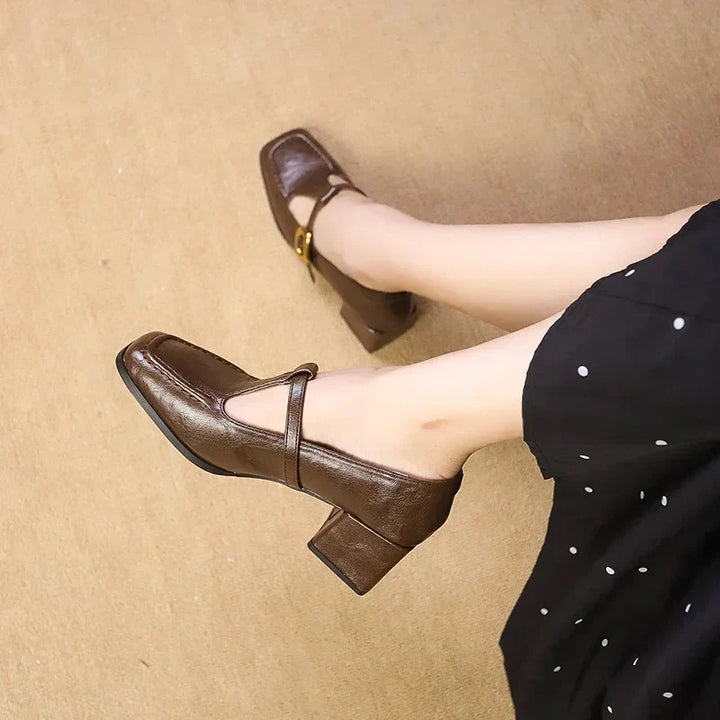 Women’s French Round Toe Buckle Strap Mary Jane Shoes