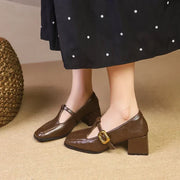 Women’s French Buckle Strap Round Toe Mary Jane Shoes