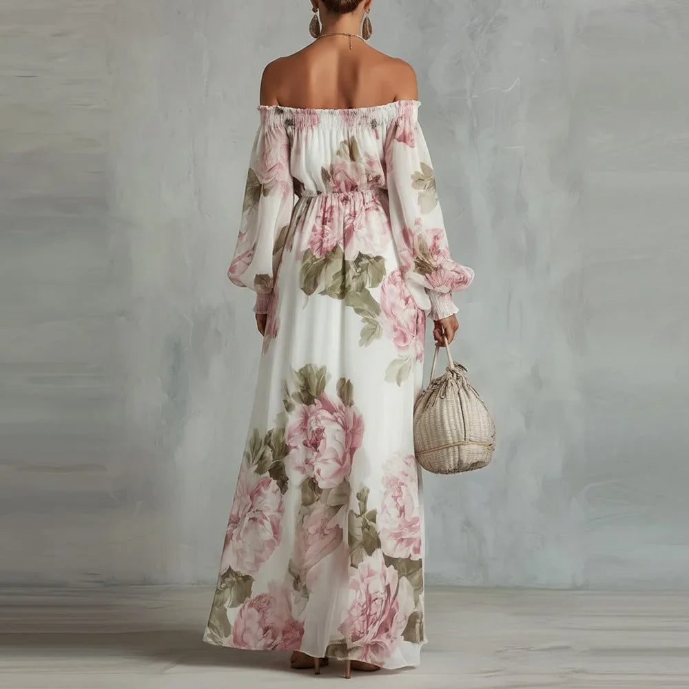 Women’s Floral Off Shoulder Long Sleeve Maxi Dress