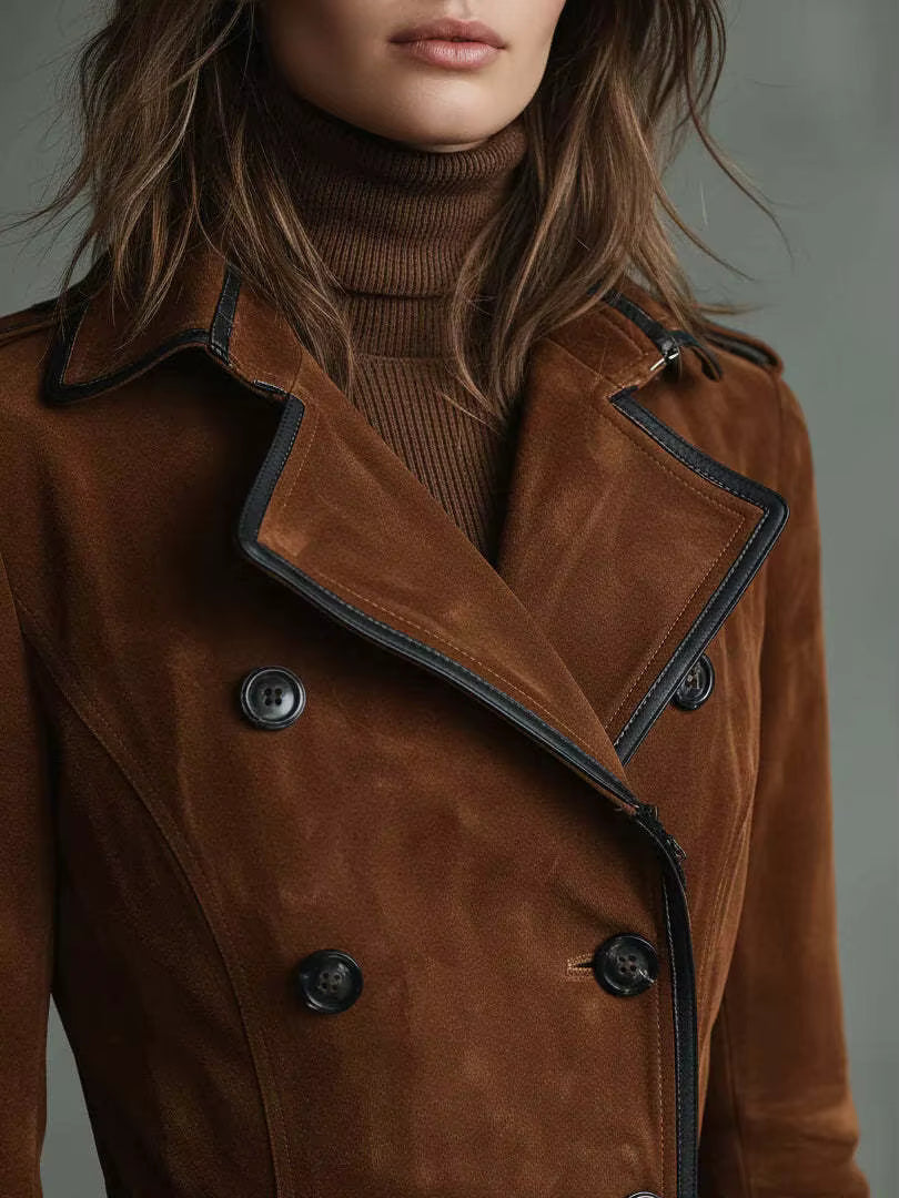 Women’s Long Double Breasted Belted Trench Coat