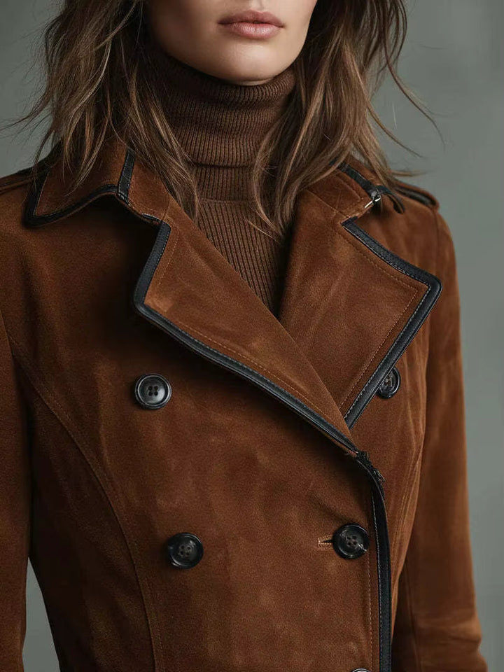 Women’s Long Double Breasted Belted Trench Coat