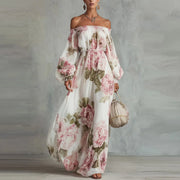 Women’s Floral Off Shoulder Long Sleeve Maxi Dress