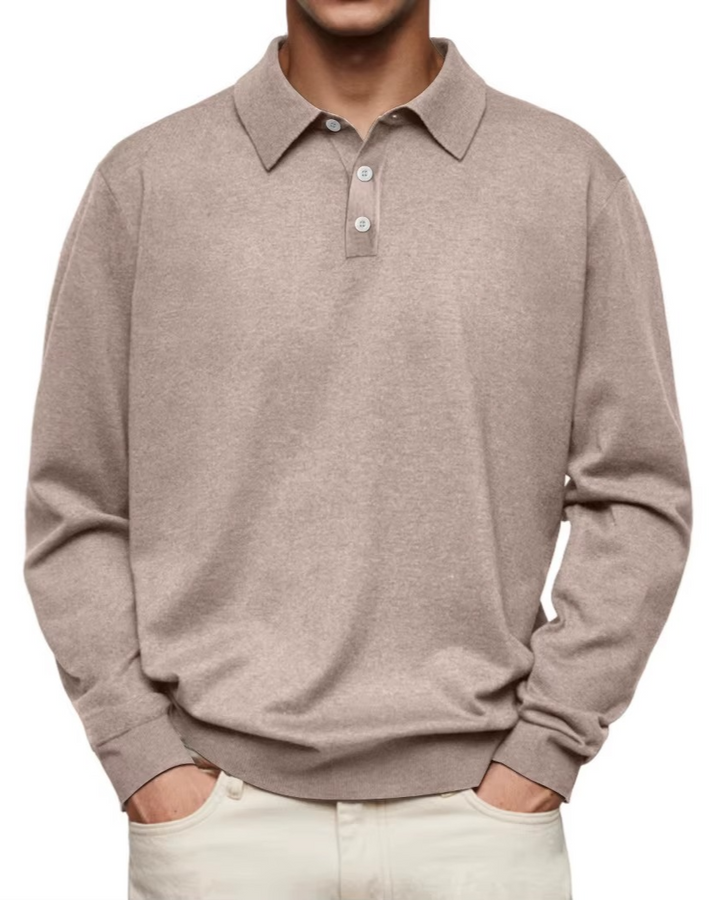 Men’s Patterned Collar Long Sleeve Polo Shirt