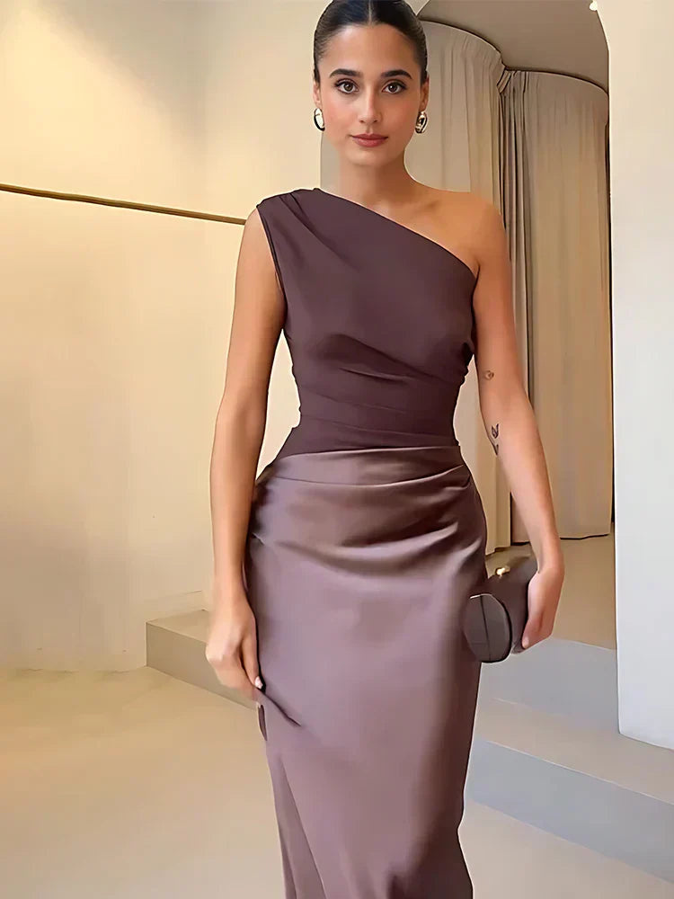 Women’s Gold Detail Evening Maxi Dress
