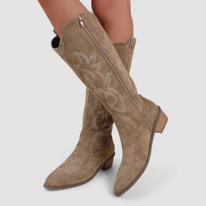 Women’s Pointed Toe Block Heel Cowboy Boots