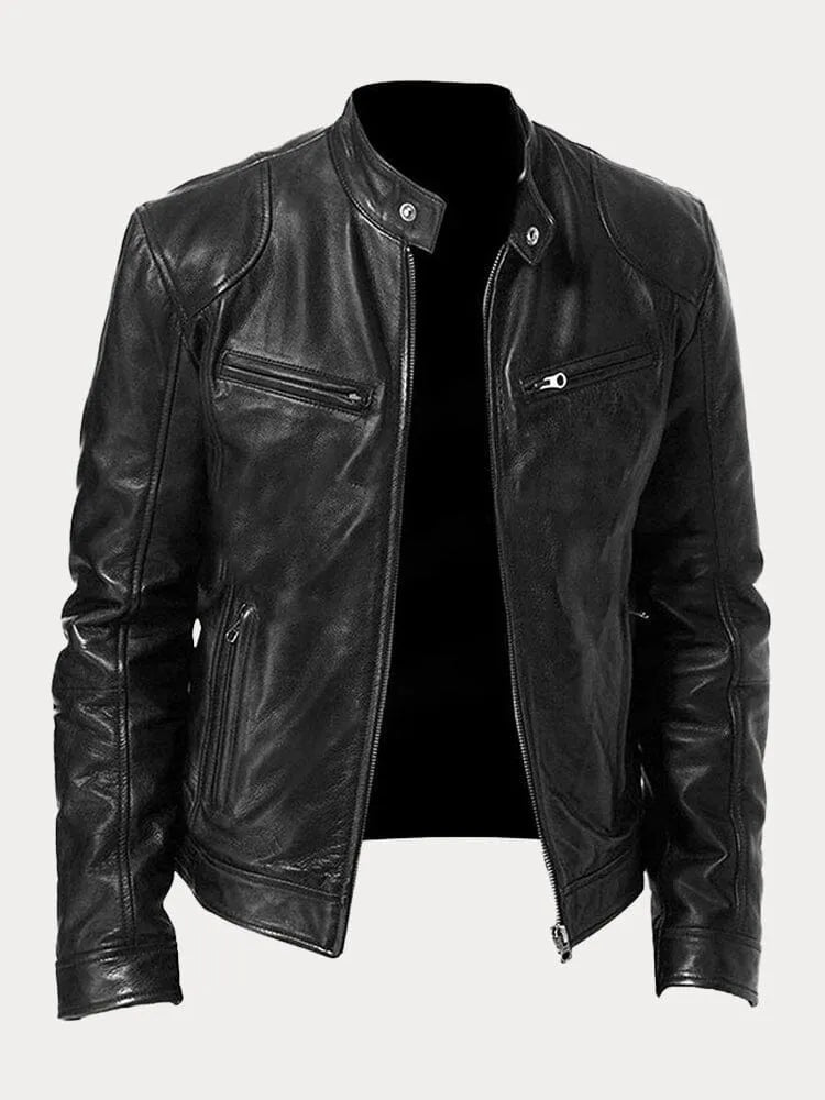 Men’s Slim Fit Zip Up Biker Jacket