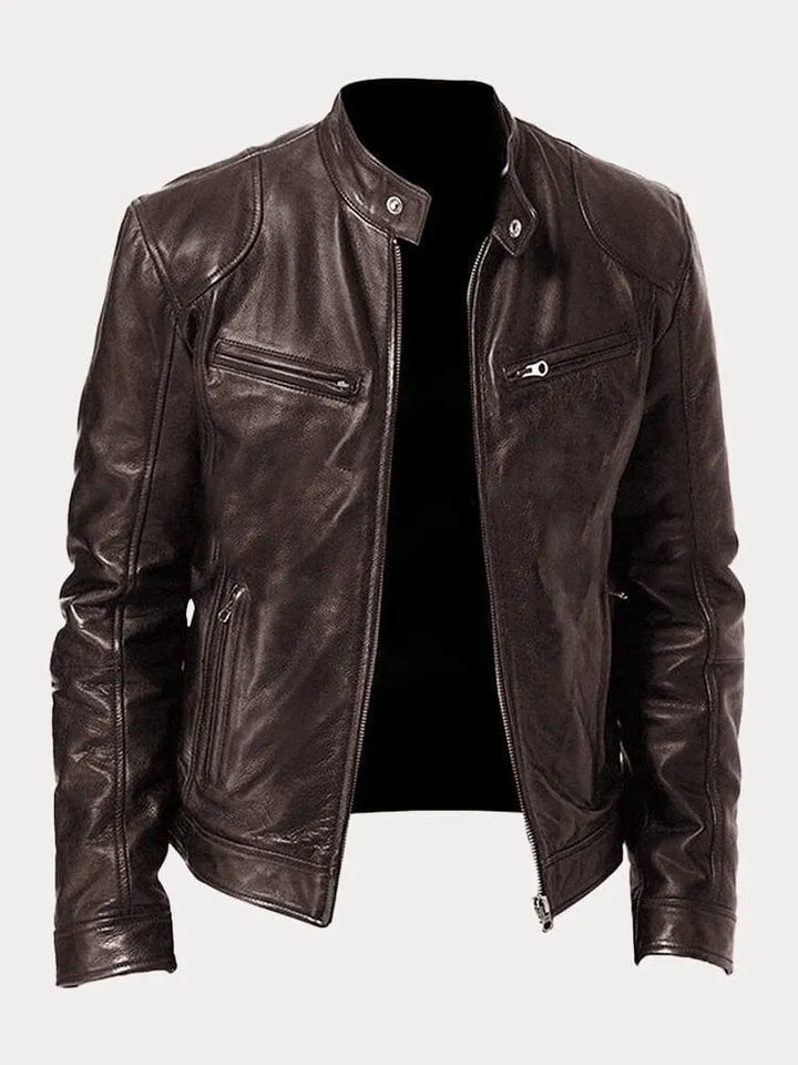 Men’s Slim Fit Zip Up Biker Jacket
