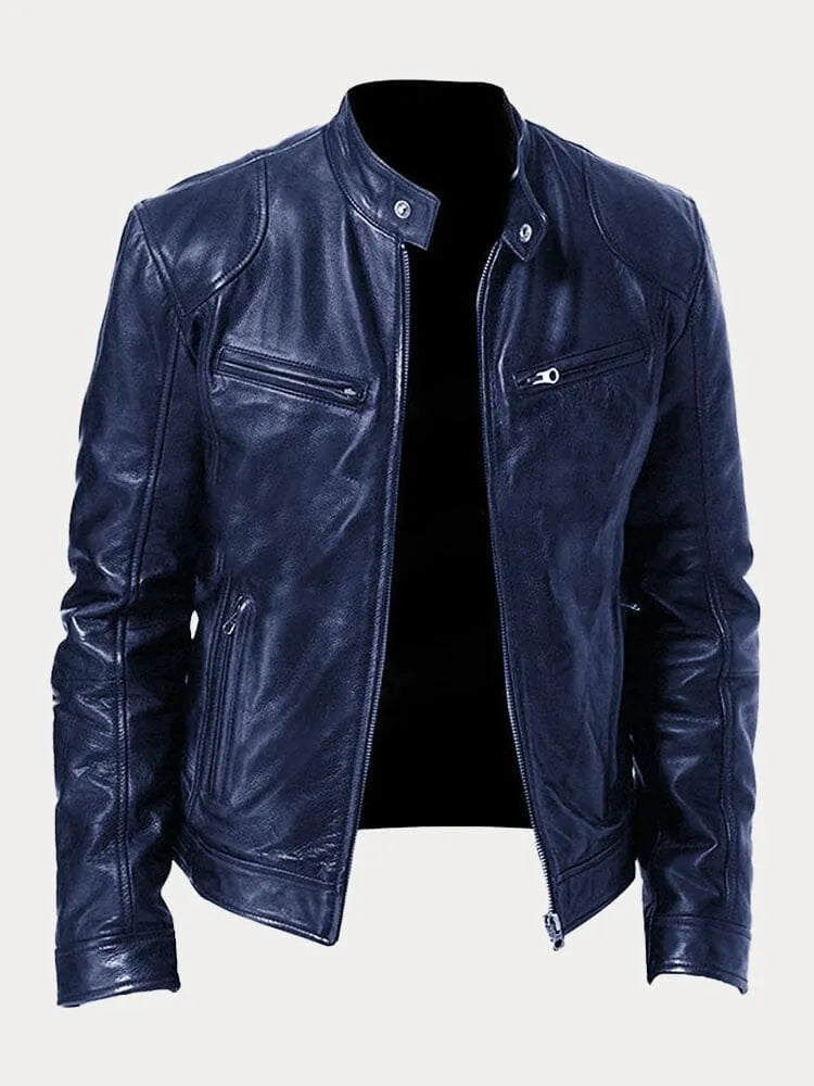 Men’s Slim Fit Zip Up Biker Jacket
