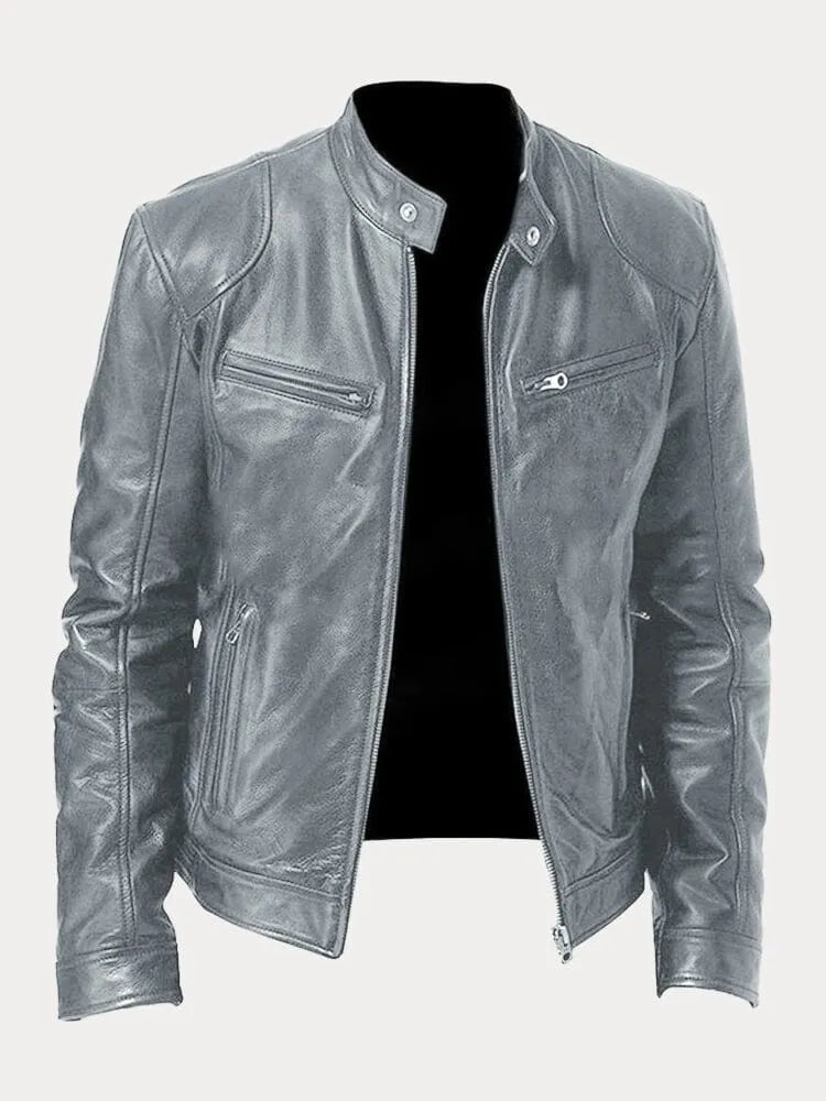 Men’s Slim Fit Zip Up Biker Jacket
