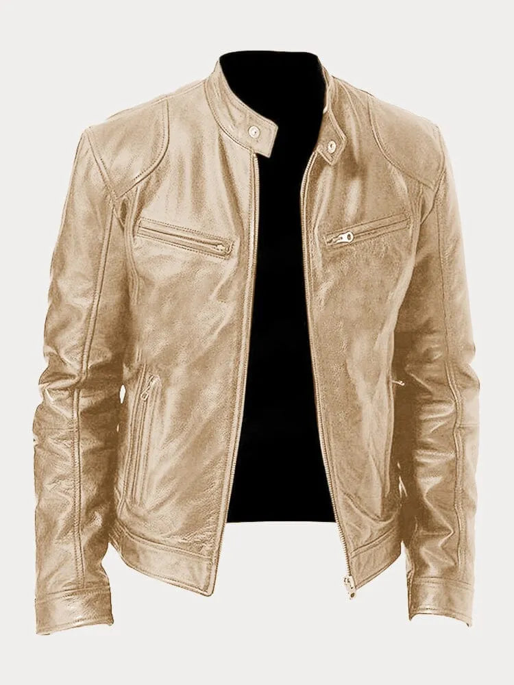 Men’s Slim Fit Zip Up Biker Jacket