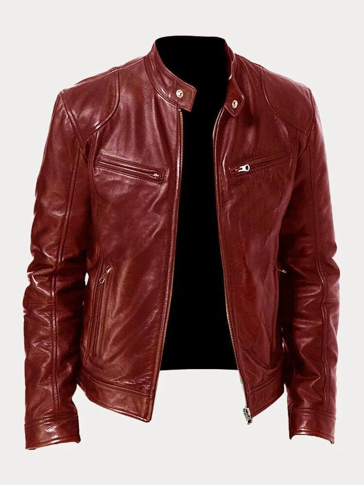 Men’s Slim Fit Zip Up Biker Jacket