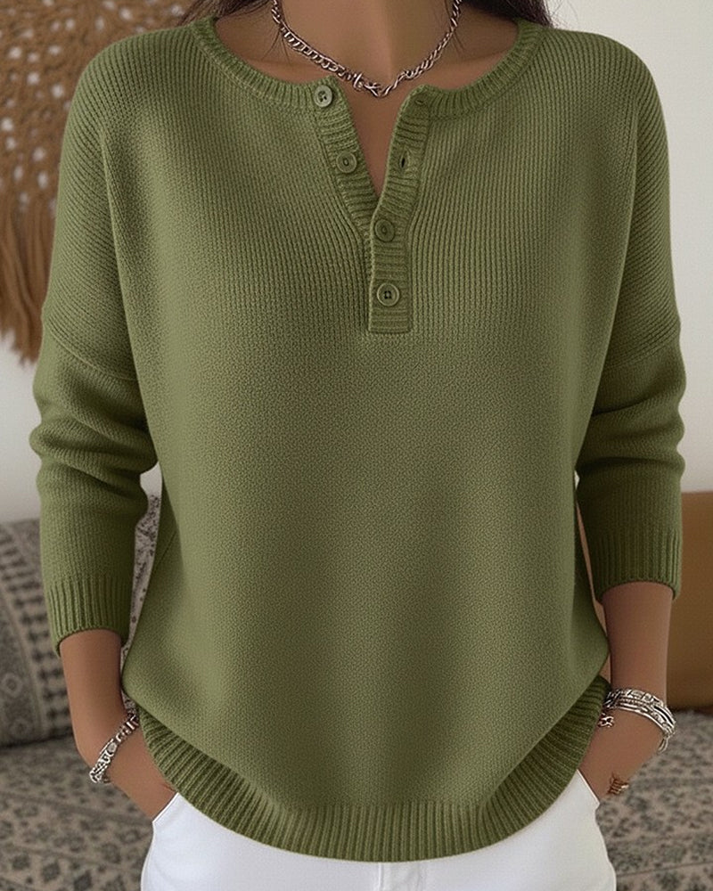 Women’s Henley Button Up Knit Sweater