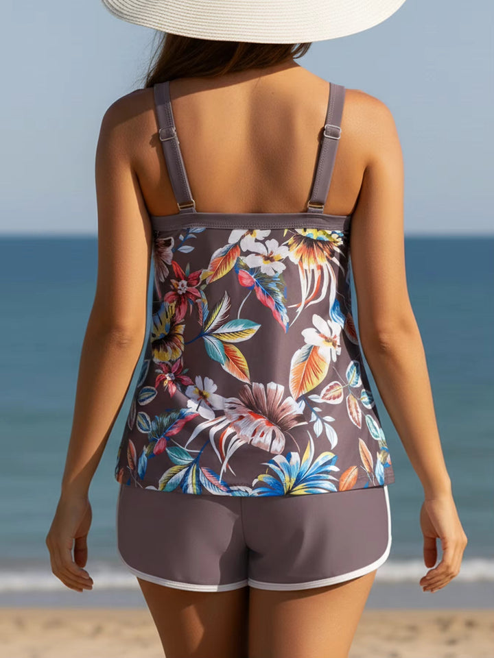 Women’s Tropical Print Two-Piece Tankini Set