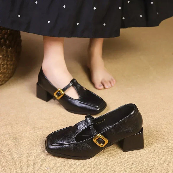 Women’s French Round Toe Buckle Strap Mary Jane Shoes