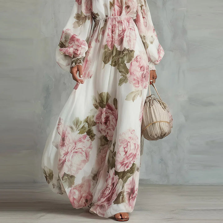 Women’s Floral Off Shoulder Long Sleeve Maxi Dress