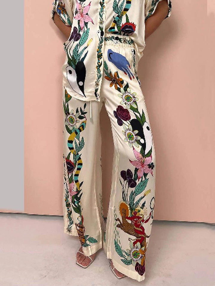 Women’s Resort Printed Two-Piece Shirt And Trousers Set