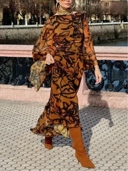 Women’s Brown Printed Maxi Dress