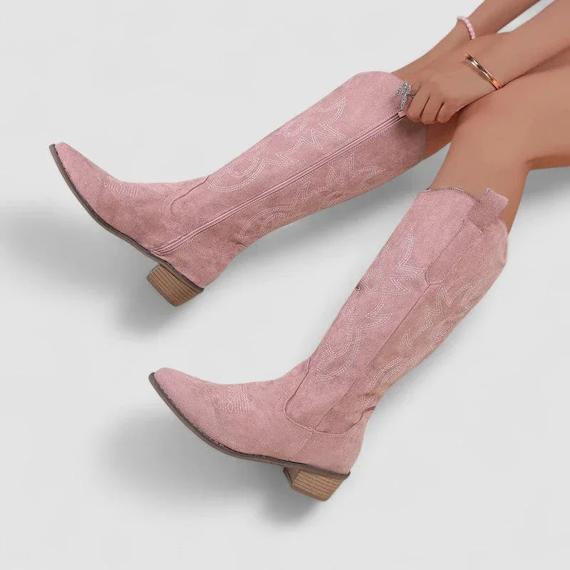 Women’s Pointed Toe Block Heel Cowboy Boots
