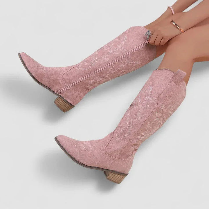 Women’s Pointed Toe Block Heel Cowboy Boots