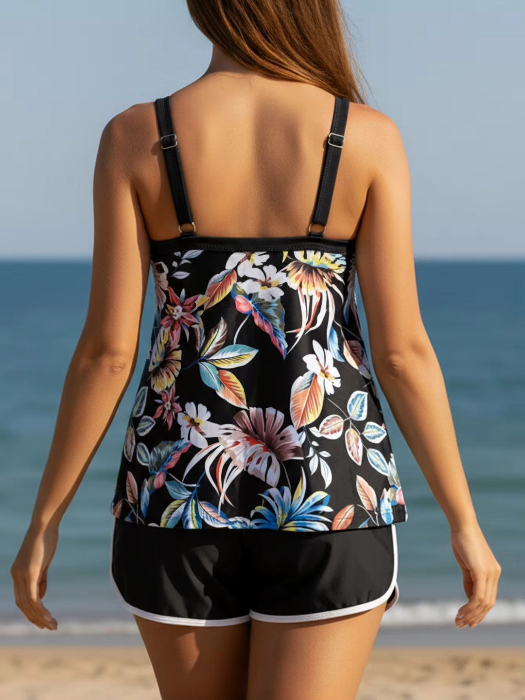Women’s Tropical Print Two-Piece Tankini Set