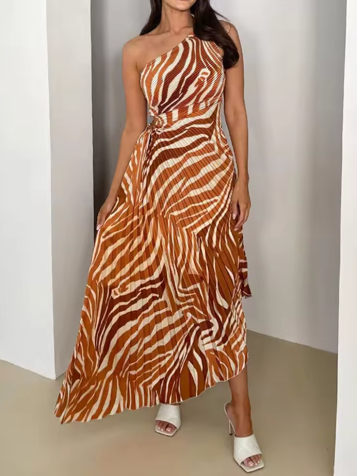 Women’s Vibrant Tropical Print Evening Dress