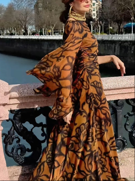 Women’s Brown Printed Maxi Dress