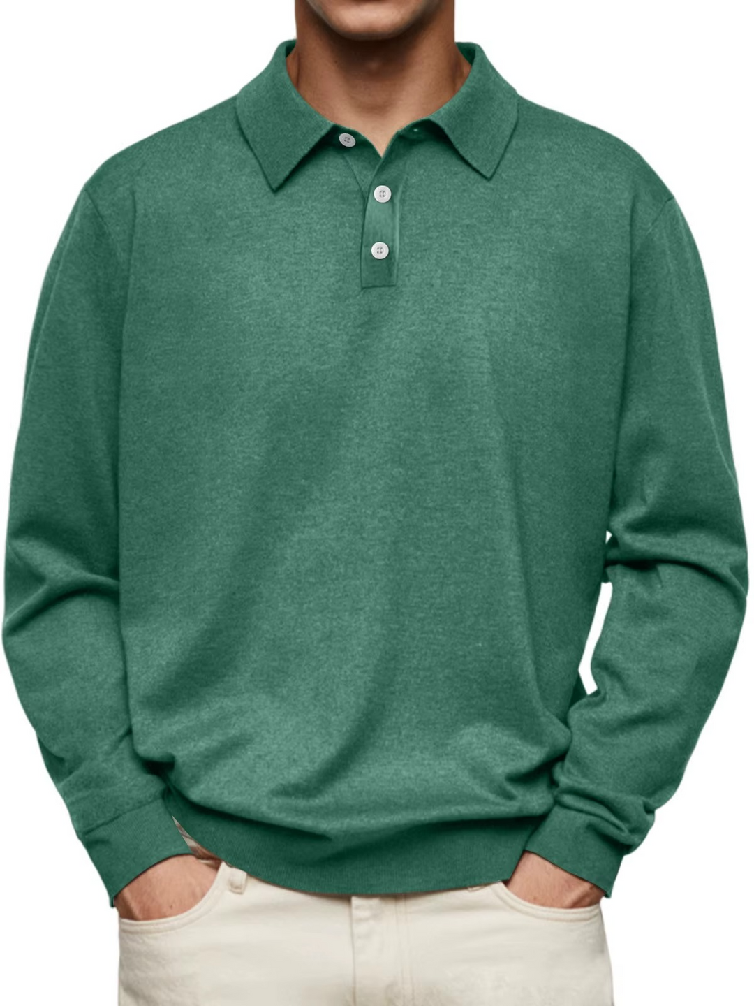 Men’s Patterned Collar Long Sleeve Polo Shirt