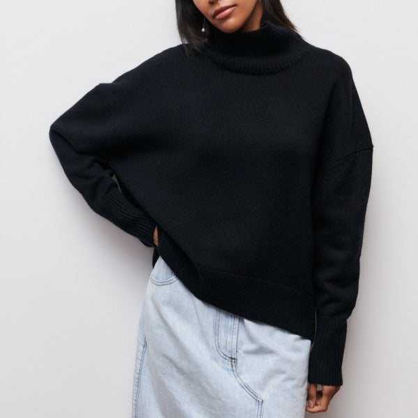Women’s Ribbed High Neck Jumper