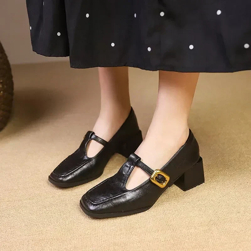 Women’s French Round Toe Buckle Strap Mary Jane Shoes