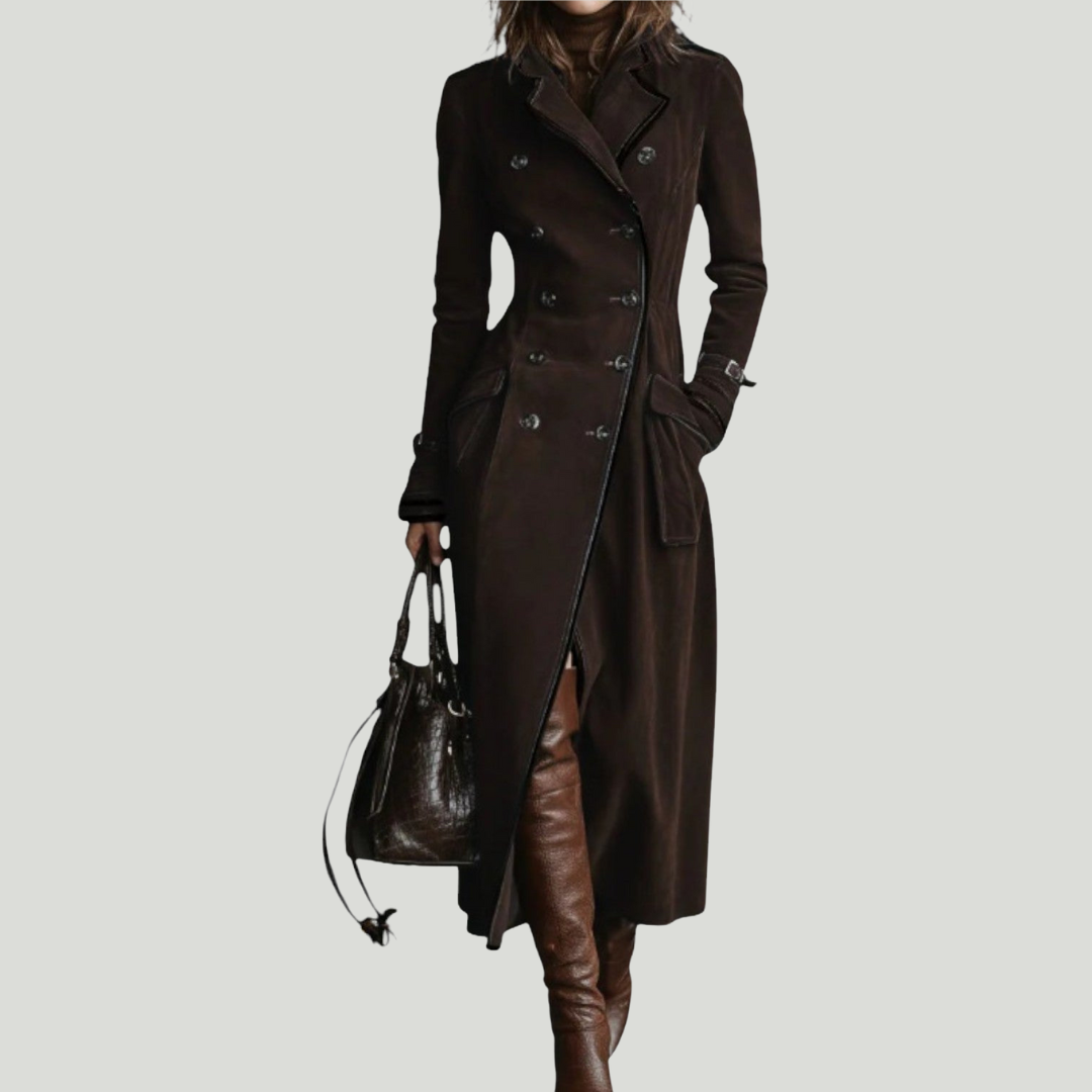 Women’s Long Double Breasted Belted Trench Coat