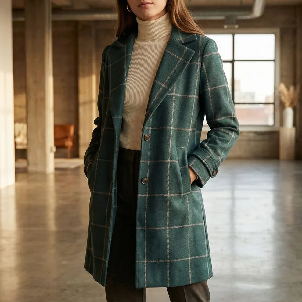 Women’s Retro Plaid Lapel Coat