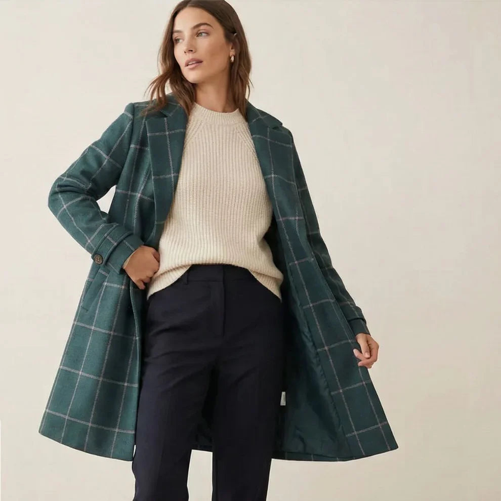 Women’s Retro Plaid Lapel Coat