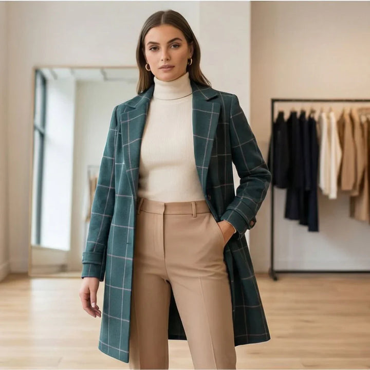 Women’s Retro Plaid Lapel Coat
