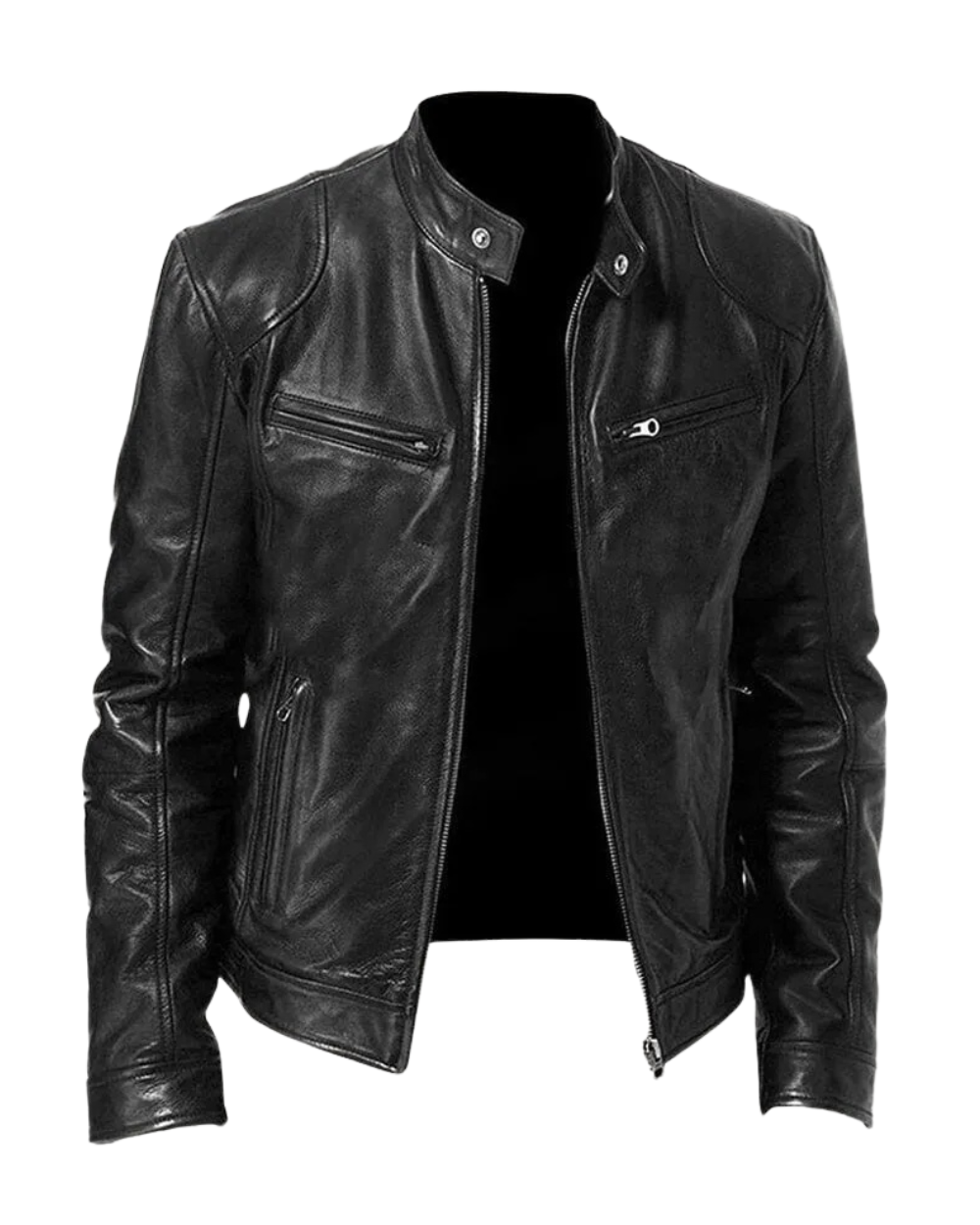 Men’s Slim Fit Zip Up Biker Jacket