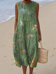 Women’s Casual Woodland Print Midi Dress