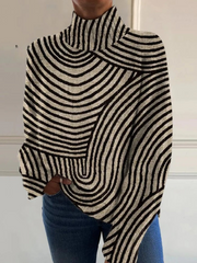 Women’s Line Art Print Pullover Turtleneck Sweater