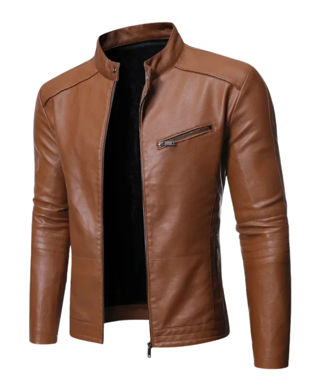 Men’s Slim Fit Zip Front Moto Jacket