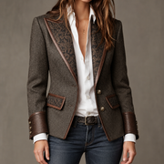 Women's Herringbone Printed Panel Blazer
