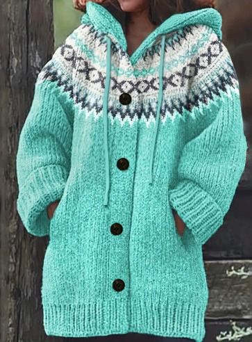 Women’s Retro Hooded Cardigan