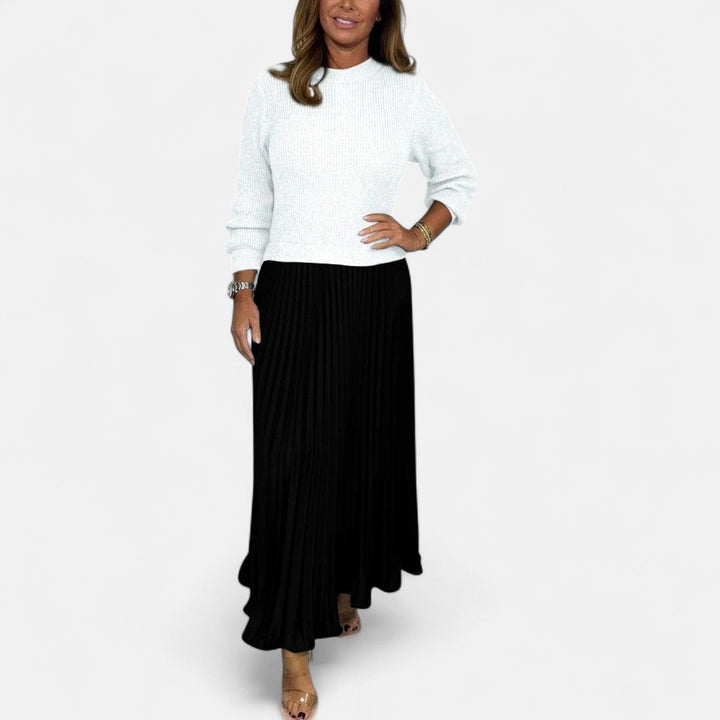 Women’s Two-Piece Sweater And Pleated Maxi Skirt Set