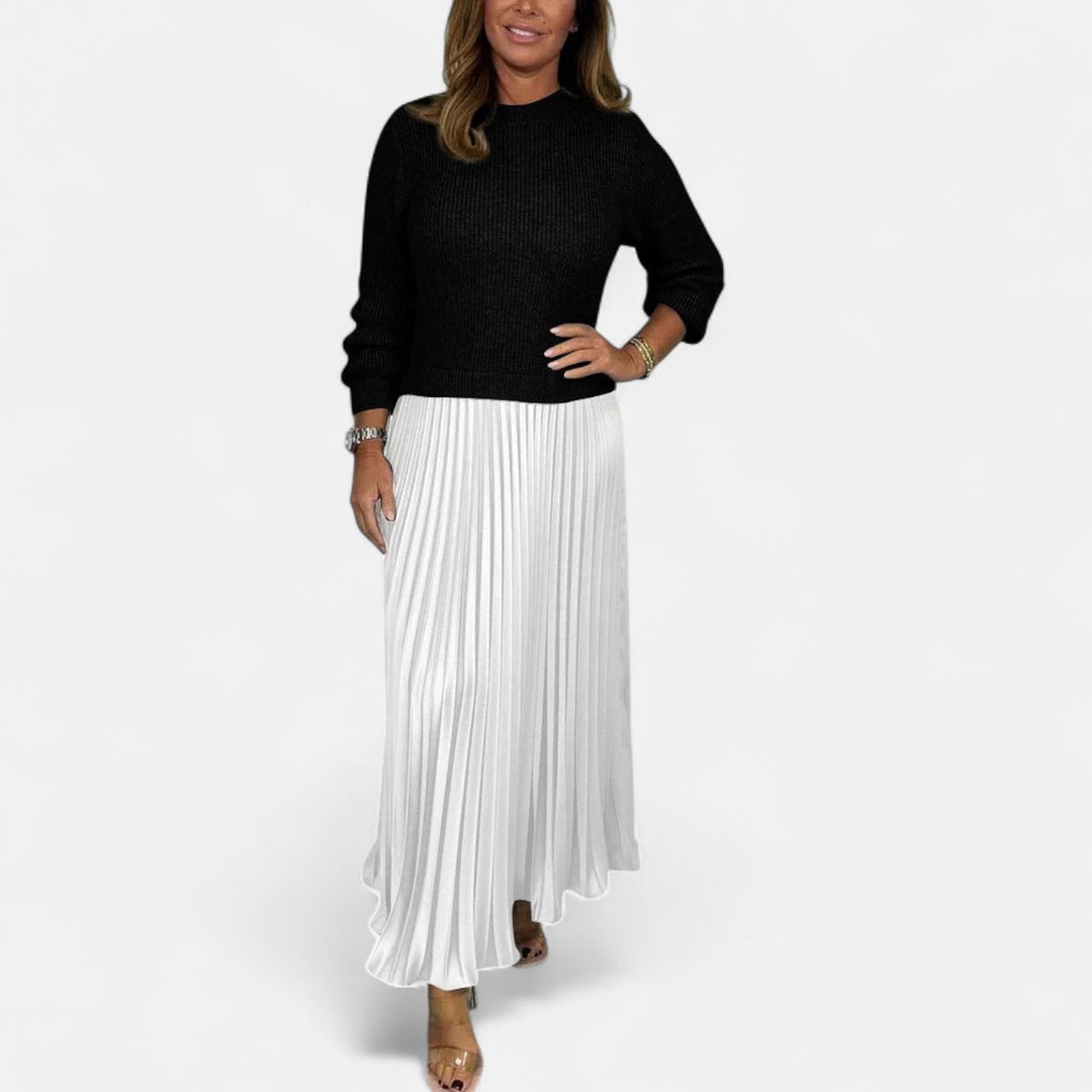 Women’s Two-Piece Sweater And Pleated Maxi Skirt Set