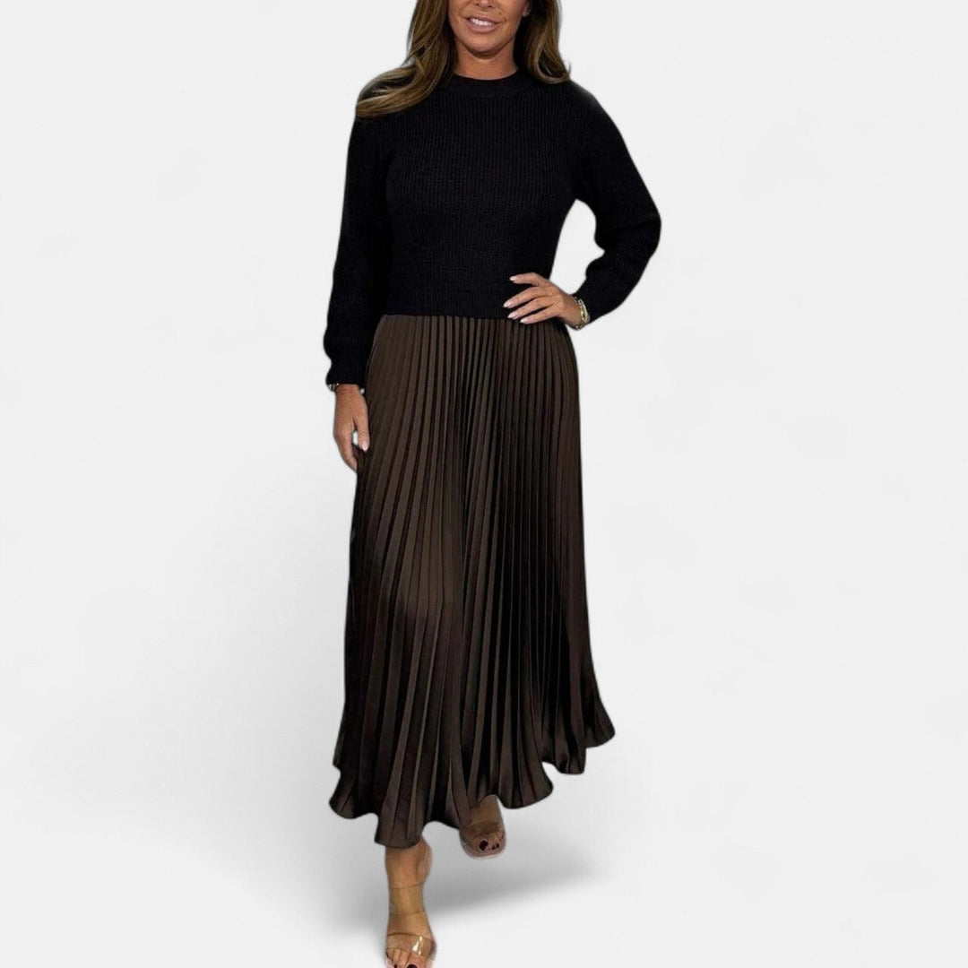 Women’s Two-Piece Sweater And Pleated Maxi Skirt Set