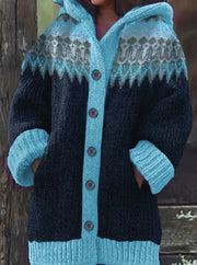 Women’s Retro Hooded Knit Cardigan
