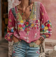 Women’s Boho Flowy Peasant Shirt