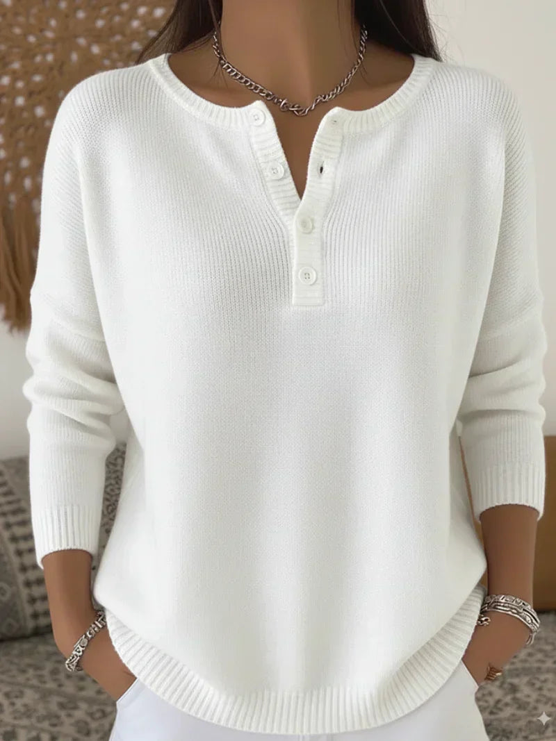 Women’s Henley Button Up Knit Sweater