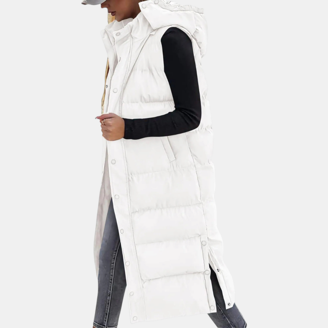 Women’s Longline Hooded Quilted Puffer Vest