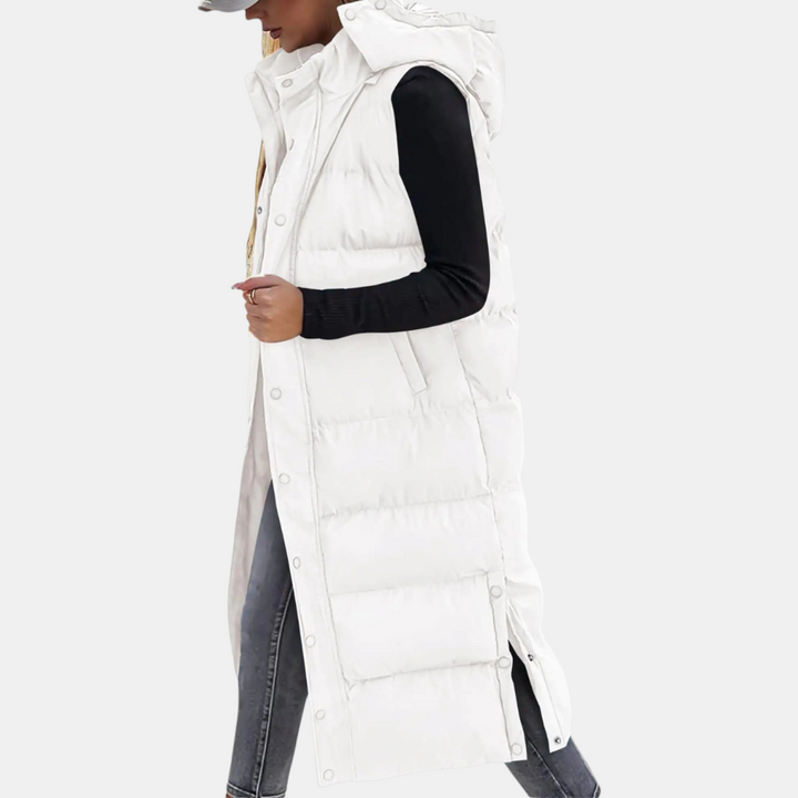 Women’s Longline Hooded Quilted Puffer Vest