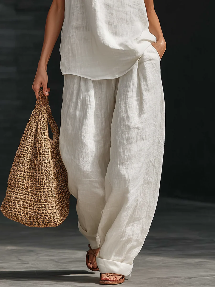Women’s Sleeveless Wide Leg Two-Piece Pants Set
