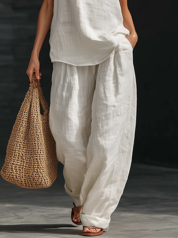 Women’s Sleeveless Wide Leg Two-Piece Pants Set