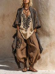 Women’s Bohemian Art Print Three-Piece Clothing Set